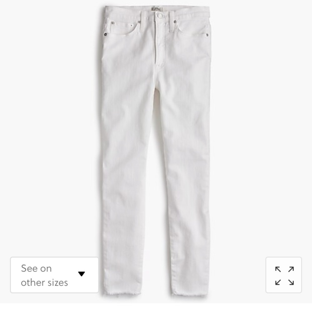 High Waisted Raw Edge 10” Toothpick White Jeans
